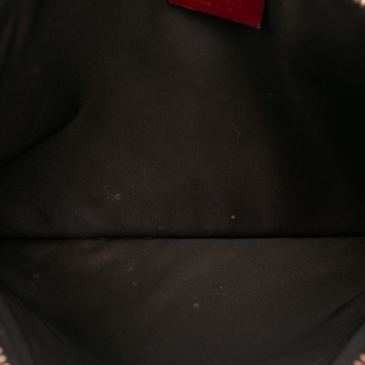 Gucci Tian GG Supreme Pouch in Tela Coated e Pelle Bordeaux