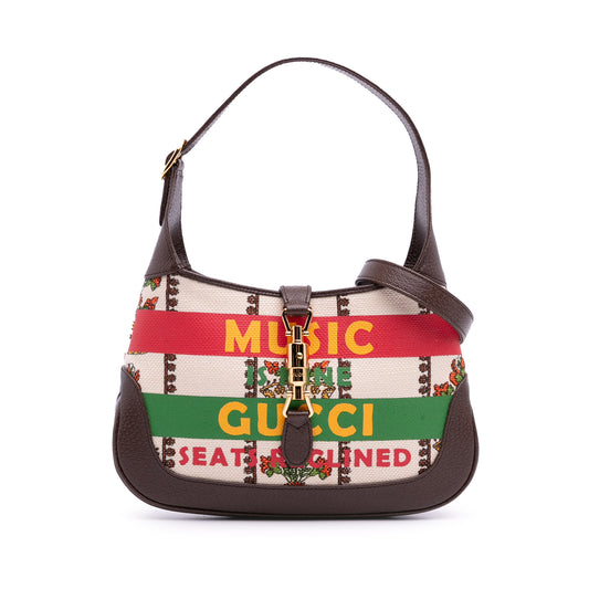 Gucci Jackie 1961 tela stampata con finiture in pelle – Marrone