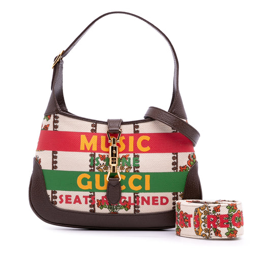 Gucci Jackie 1961 tela stampata con finiture in pelle – Marrone