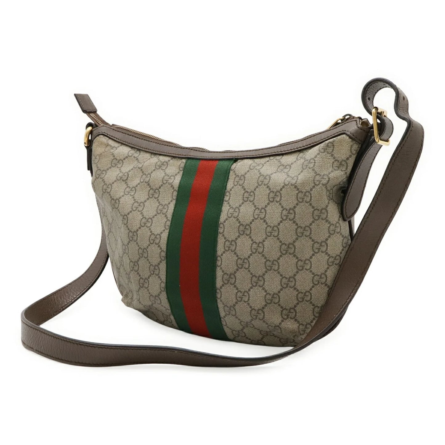 Gucci Borsa a tracolla media GUCCI Ophidia GG Supreme in PVC e pelle, beige moka marrone,