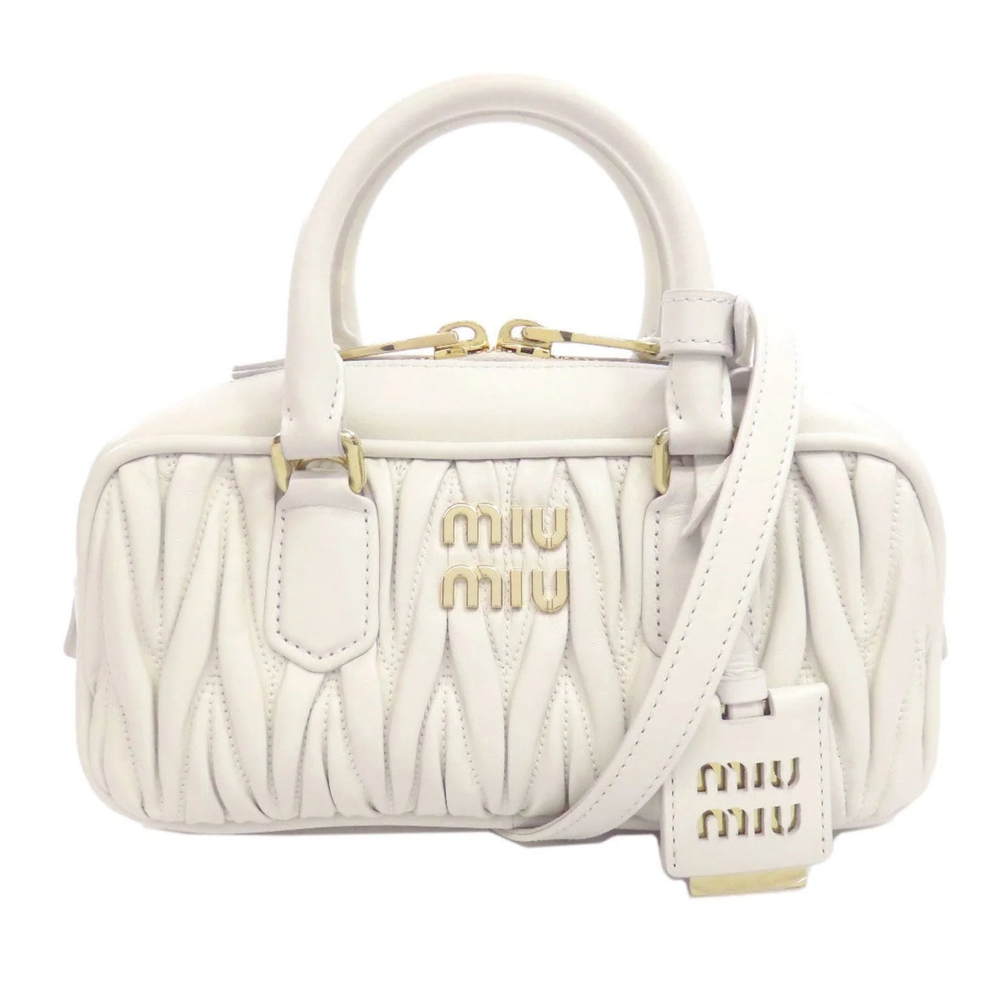 Miu Miu Arcadie Matelassé in Pelle di Vitello Bianca