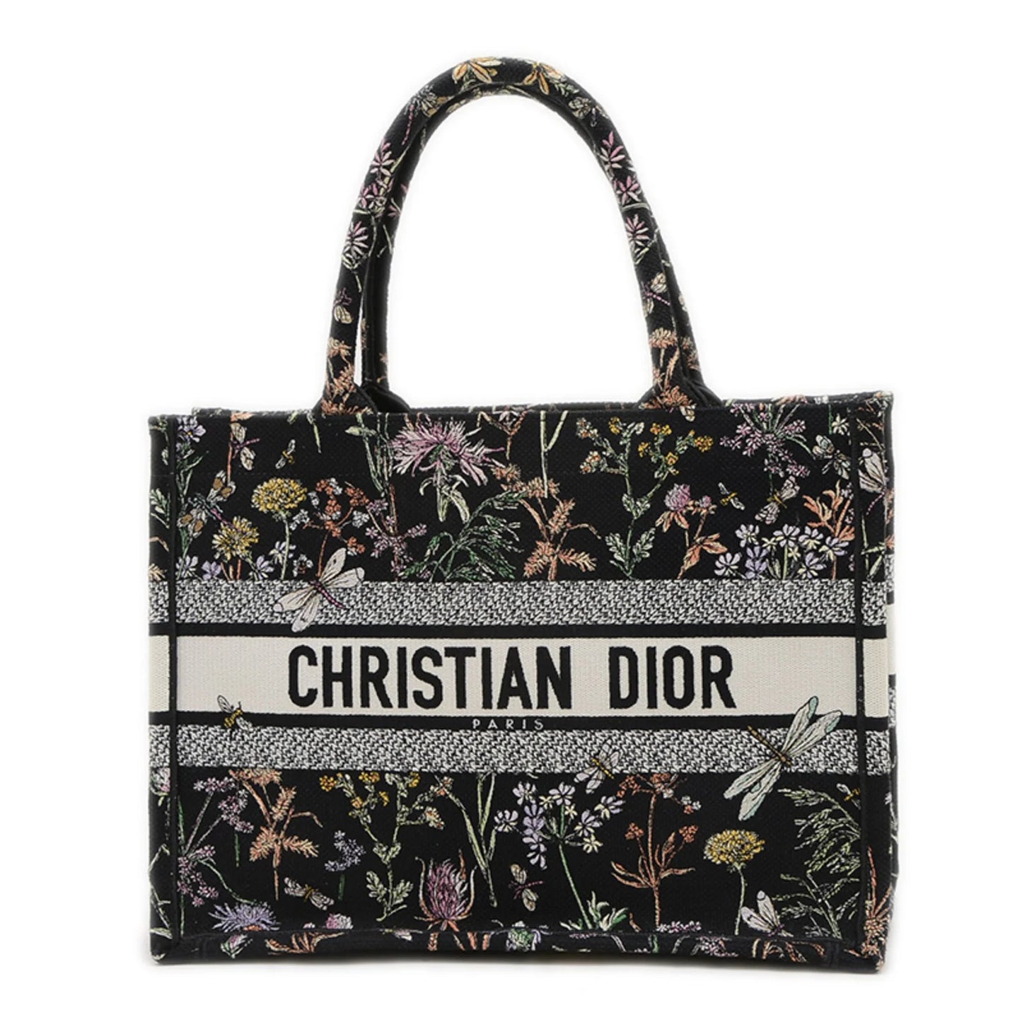Christian Dior Dior Book Tote Borsa media in tela floreale nera M1296 BP
