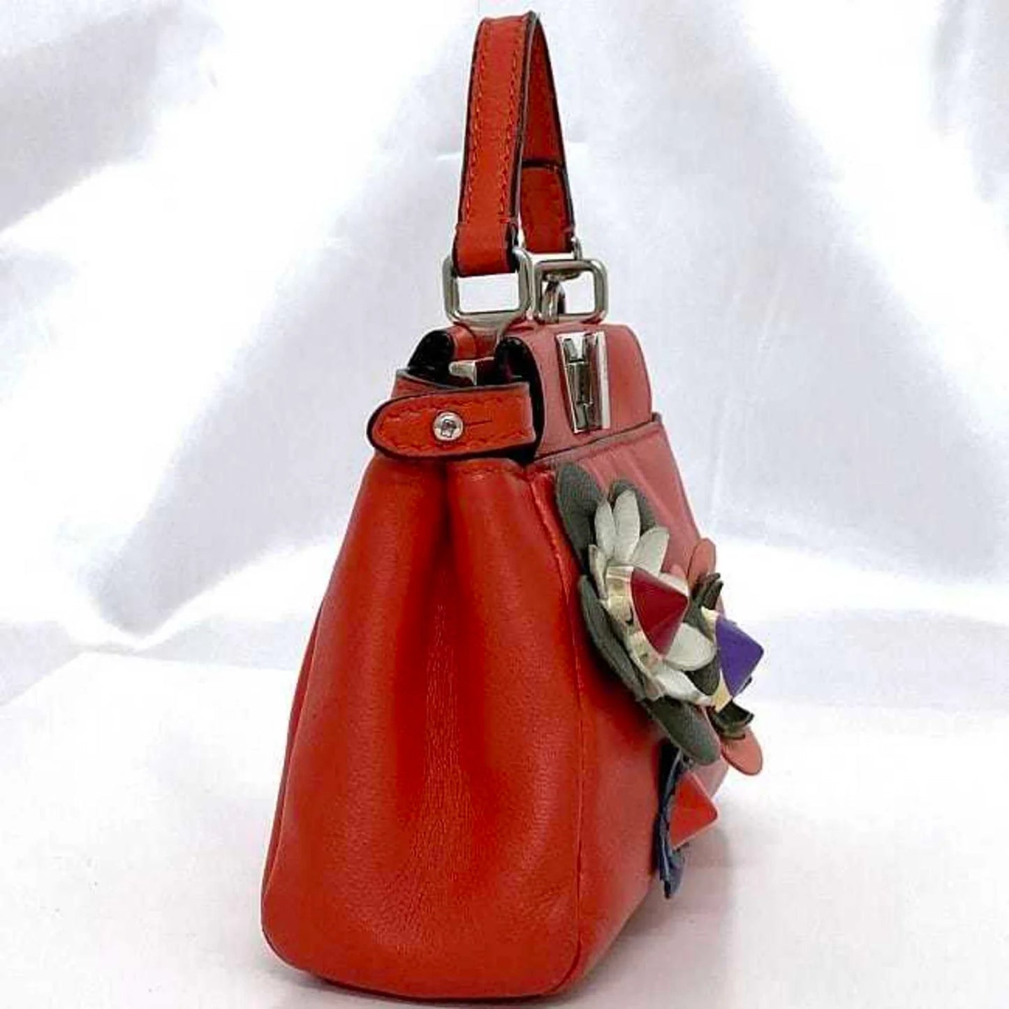 Fendi Micro Peekaboo Flowerland in Pelle Rossa