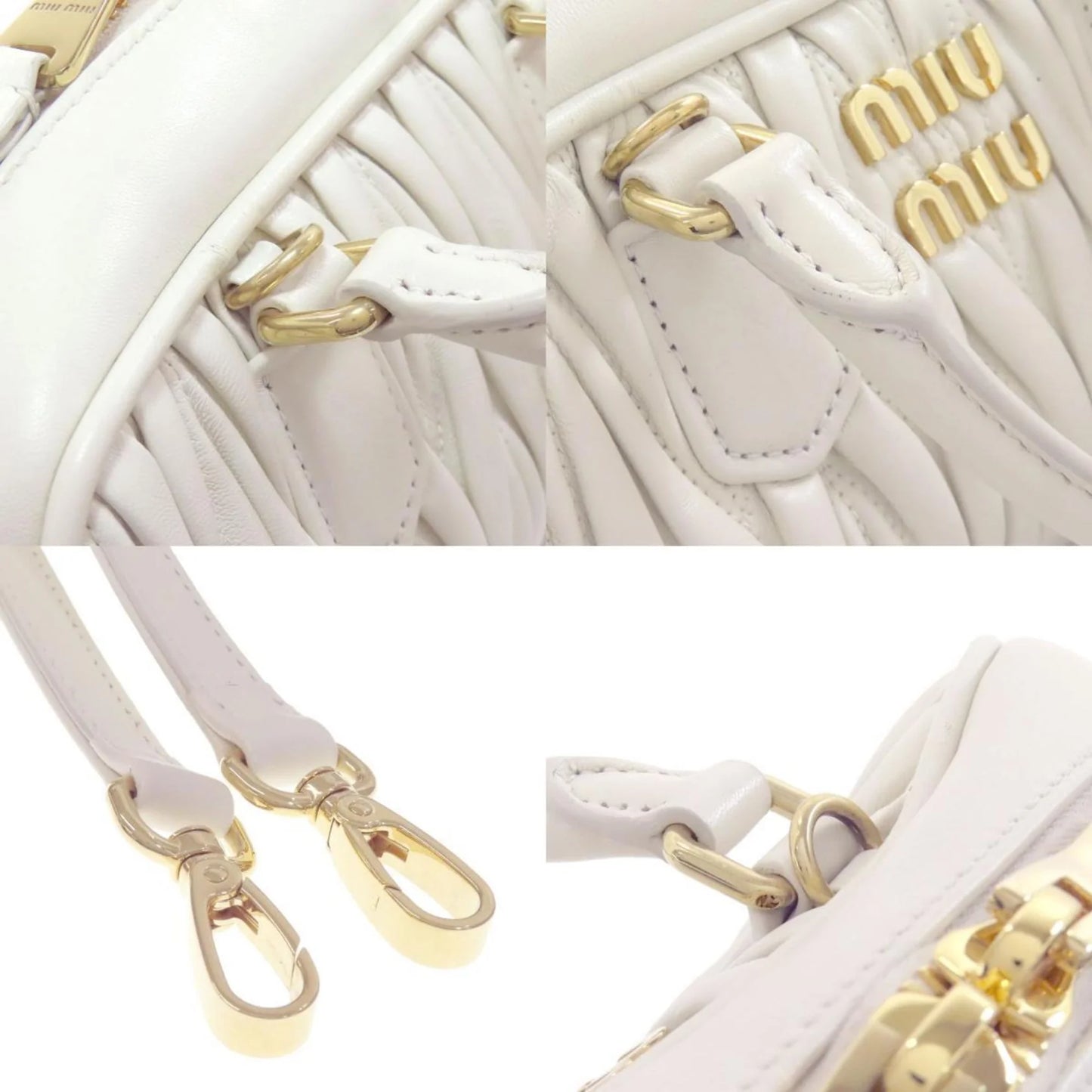 Miu Miu Arcadie Matelassé in Pelle di Vitello Bianca