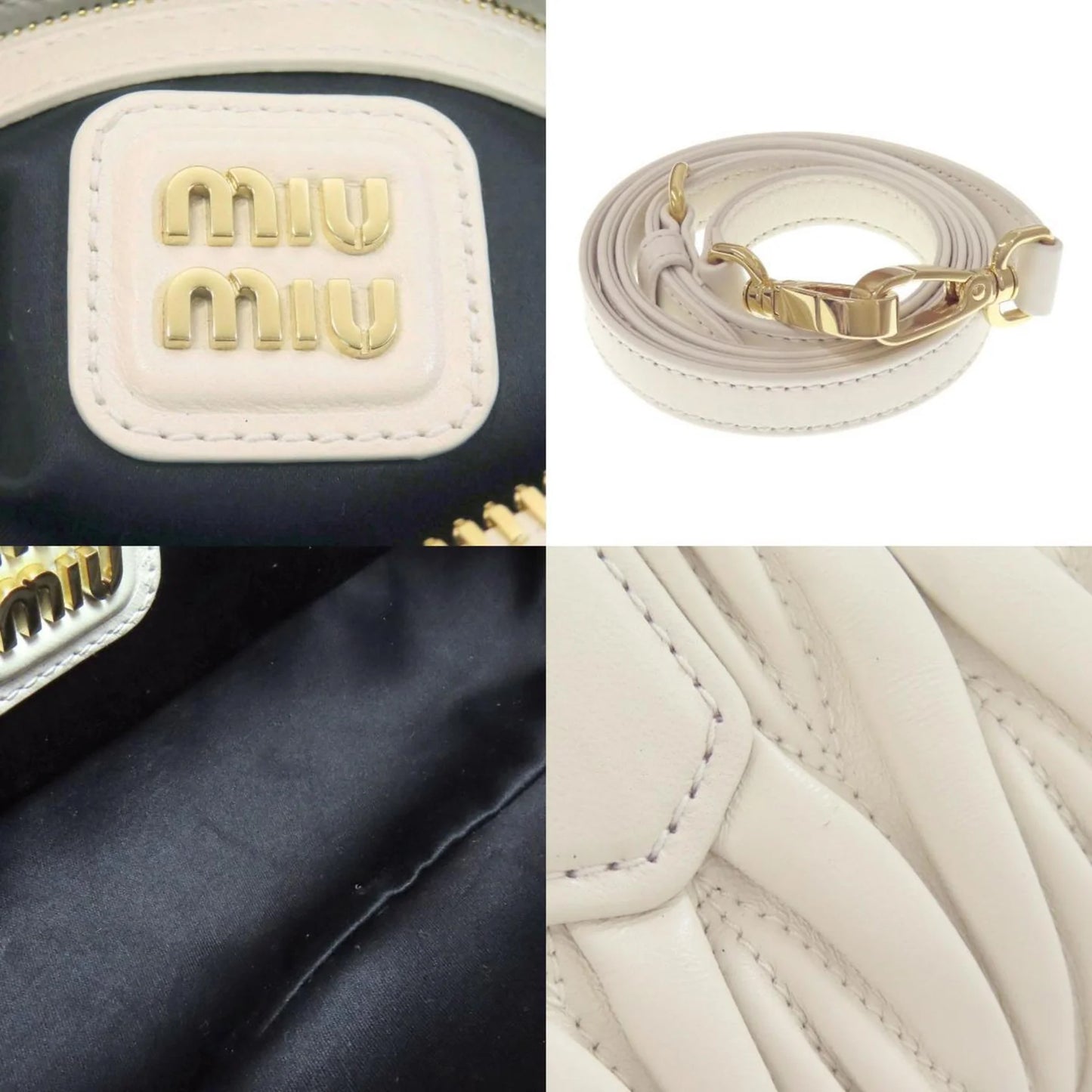 Miu Miu Arcadie Matelassé in Pelle di Vitello Bianca