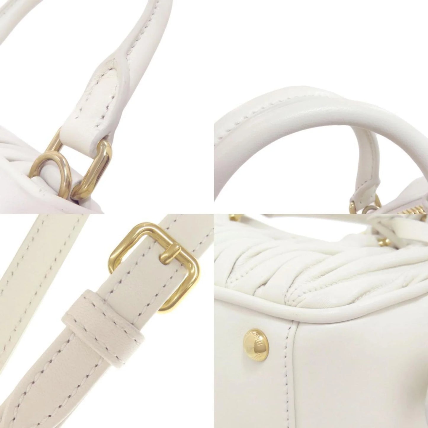 Miu Miu Arcadie Matelassé in Pelle di Vitello Bianca