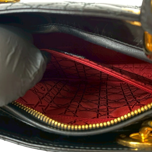 Christian Dior  Borsa a mano Christian Dior Lady Cannage Stitch in pelle verniciata nera (43172)
