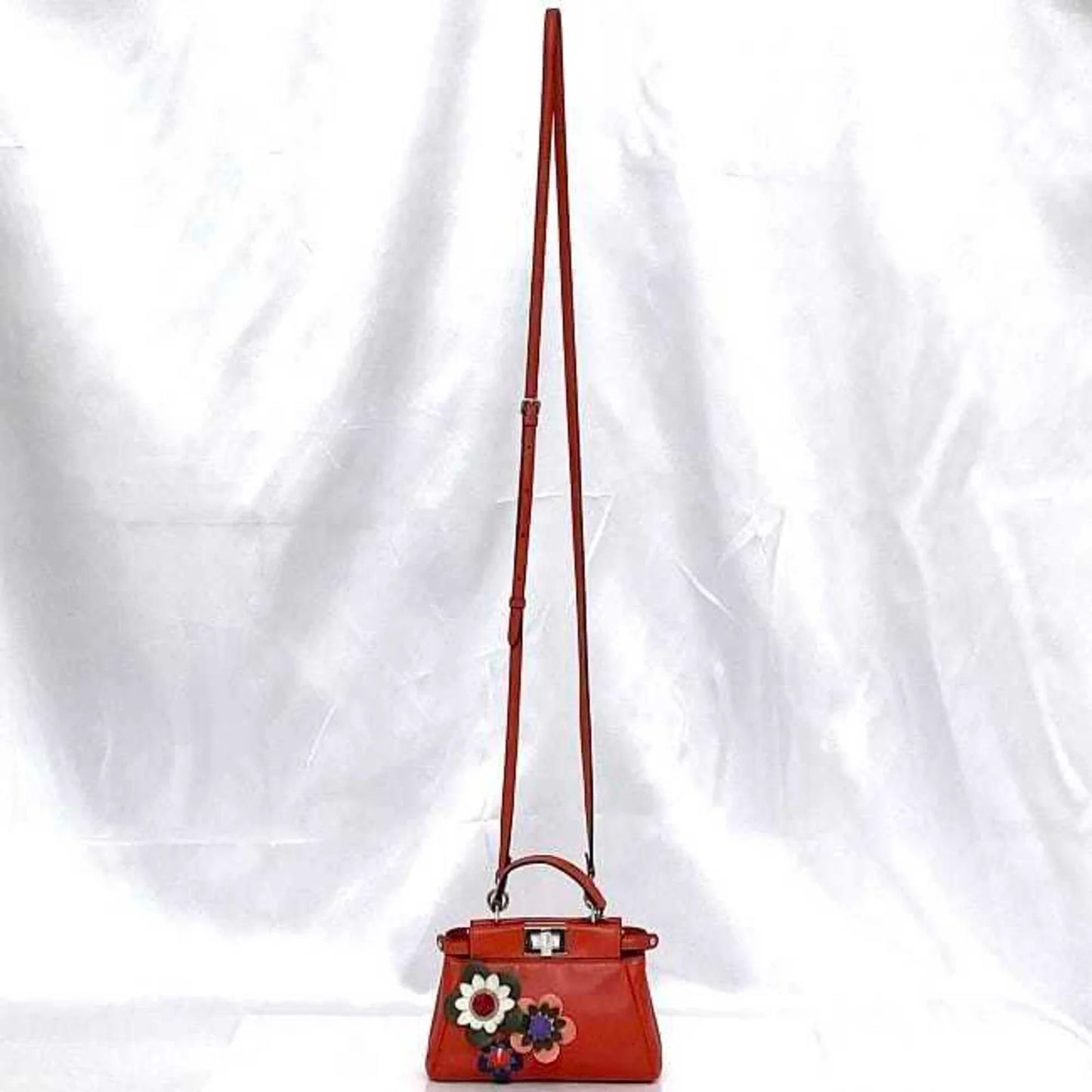 Fendi Micro Peekaboo Flowerland in Pelle Rossa
