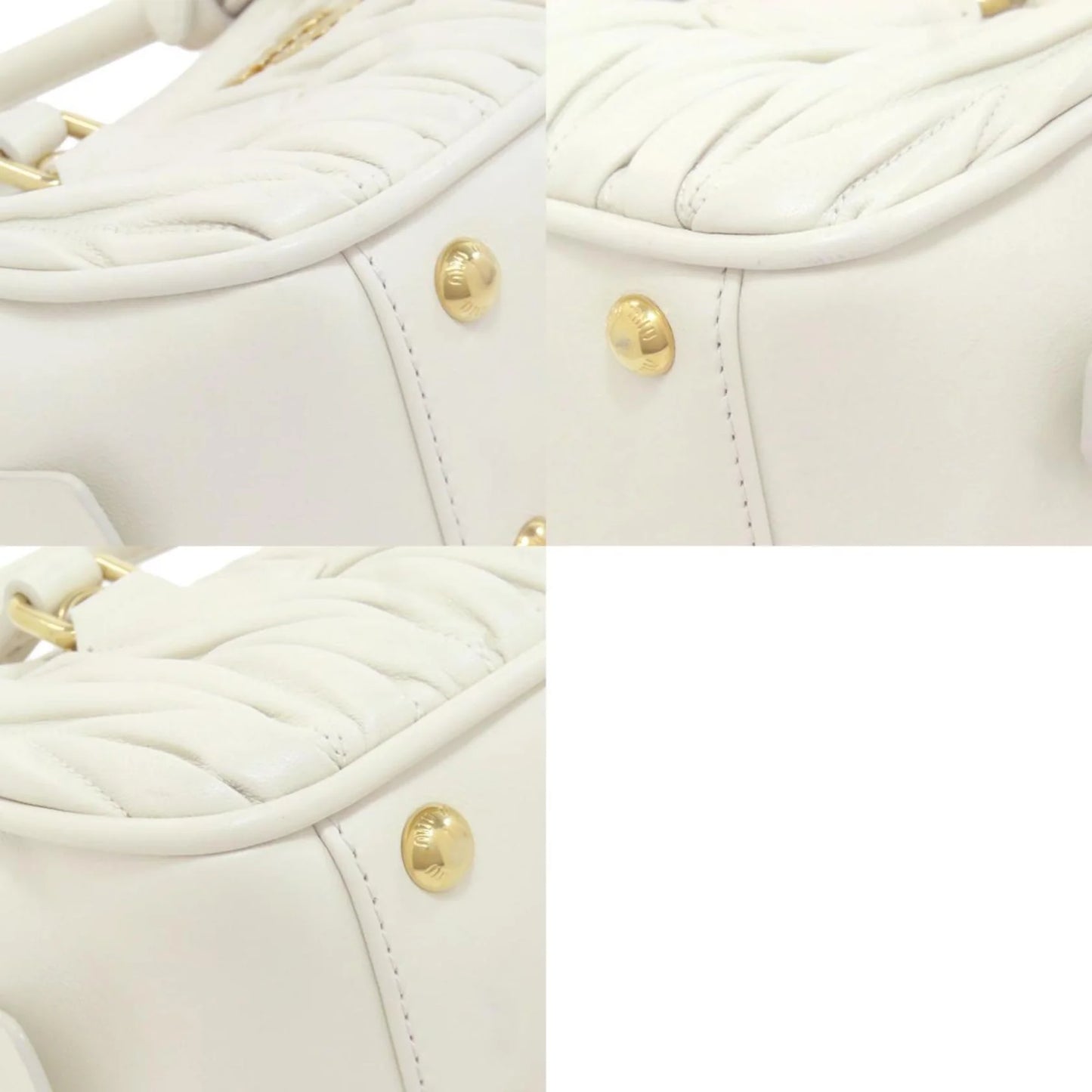 Miu Miu Arcadie Matelassé in Pelle di Vitello Bianca