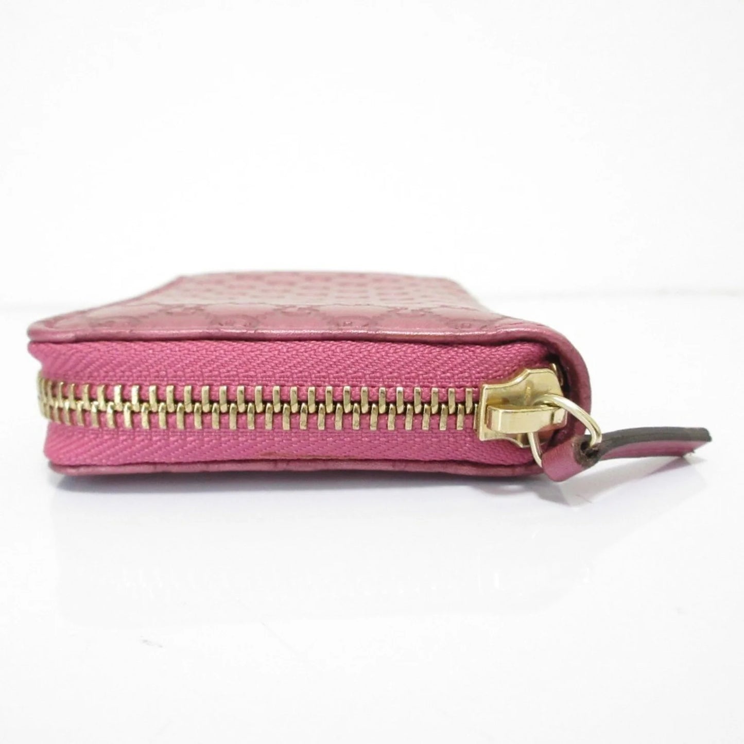 Gucci Portafoglio/portamonete in pelle Microsima con cerniera rotonda GUCCI, rosa metallizzato da donna