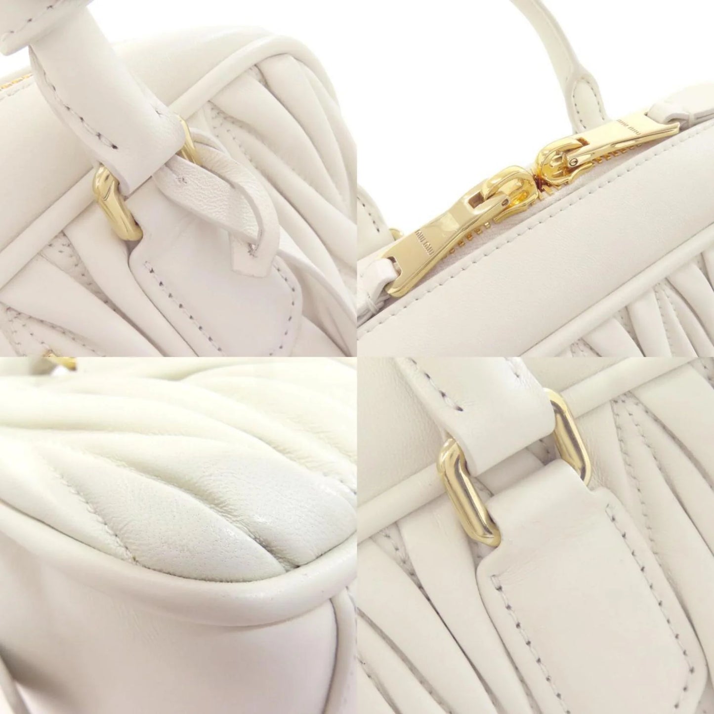 Miu Miu Arcadie Matelassé in Pelle di Vitello Bianca