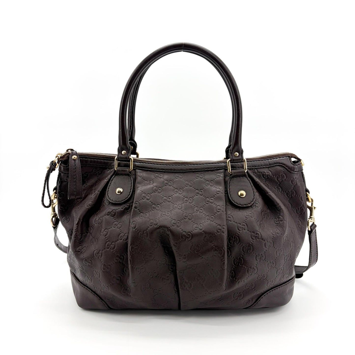 Gucci Gucci Guccissima Suki Medium Shoulder Tote Bag Dark Brown GOOD