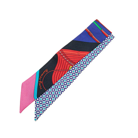 Hermes Sciarpa in twilly di seta Clic Clac Modern Cannage