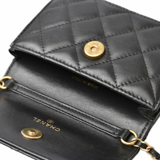 Chanel Wallet on Chain in pelle nera con catena dorata intrecciata – Ref. 31409975