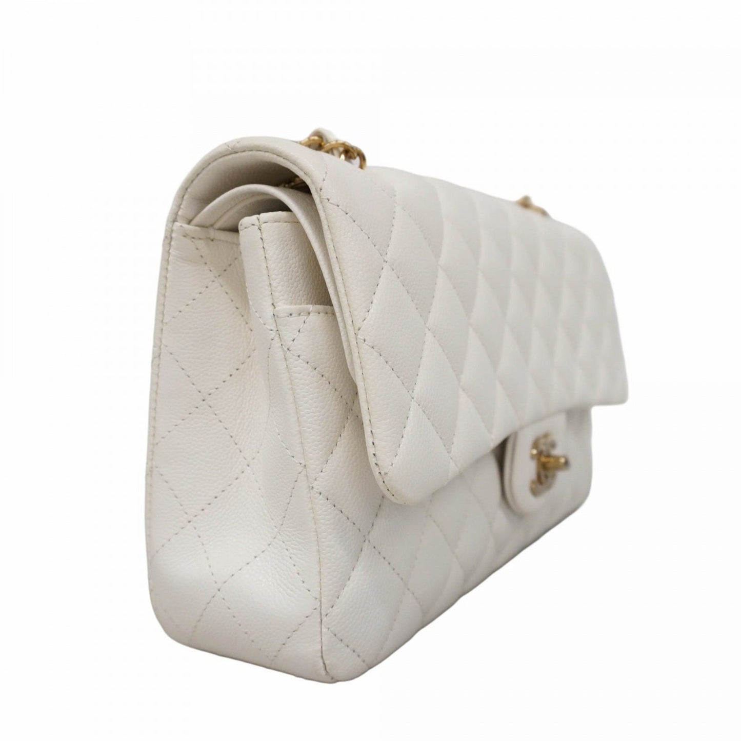 Chanel Classic Flap Bag in pelle bianca – Medium Size