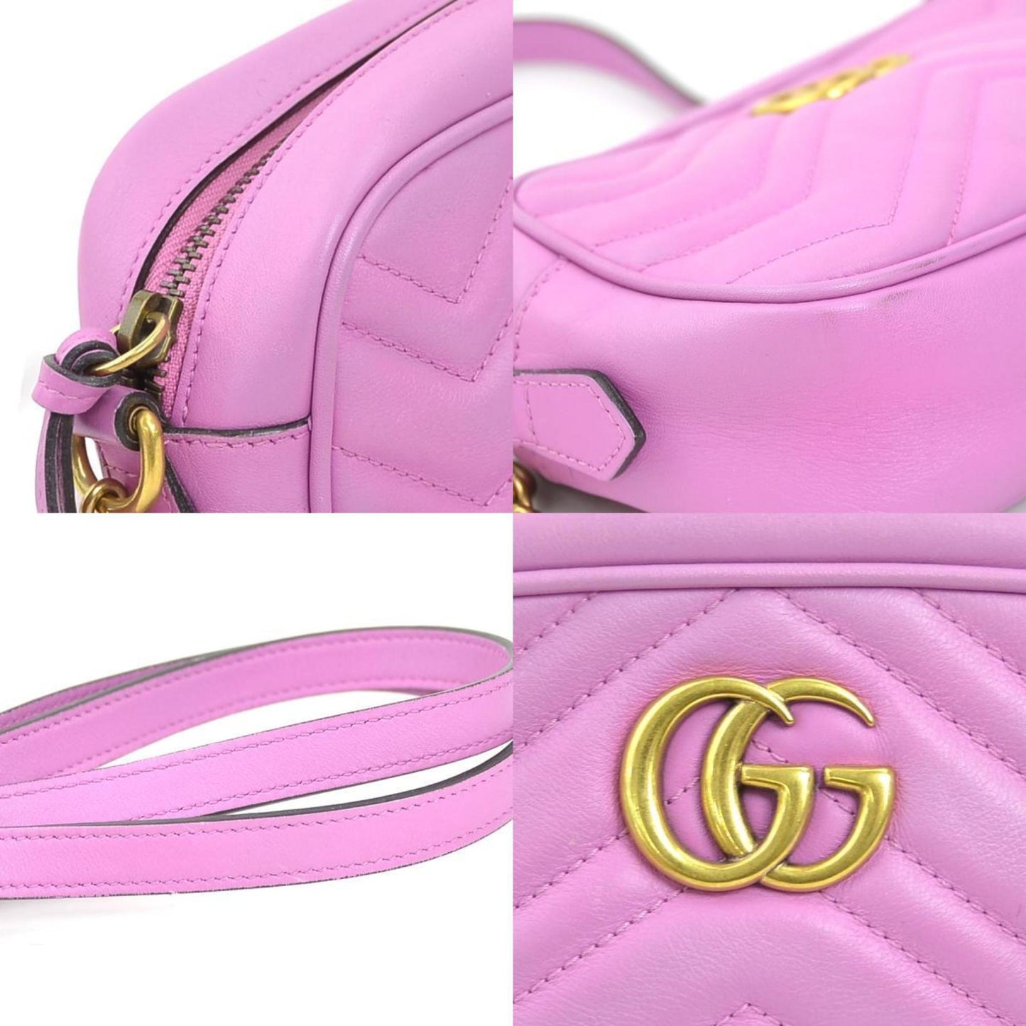 Gucci GG Marmont Mini Camera Bag in pelle viola – Size Small