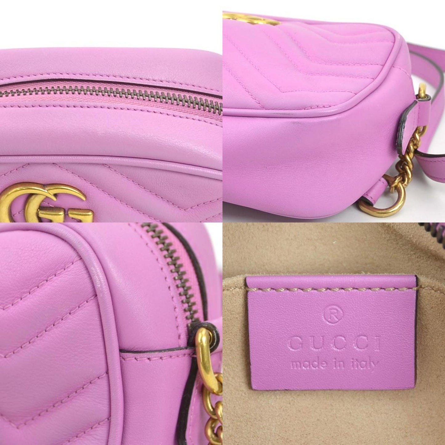 Gucci GG Marmont Mini Camera Bag in pelle viola – Size Small