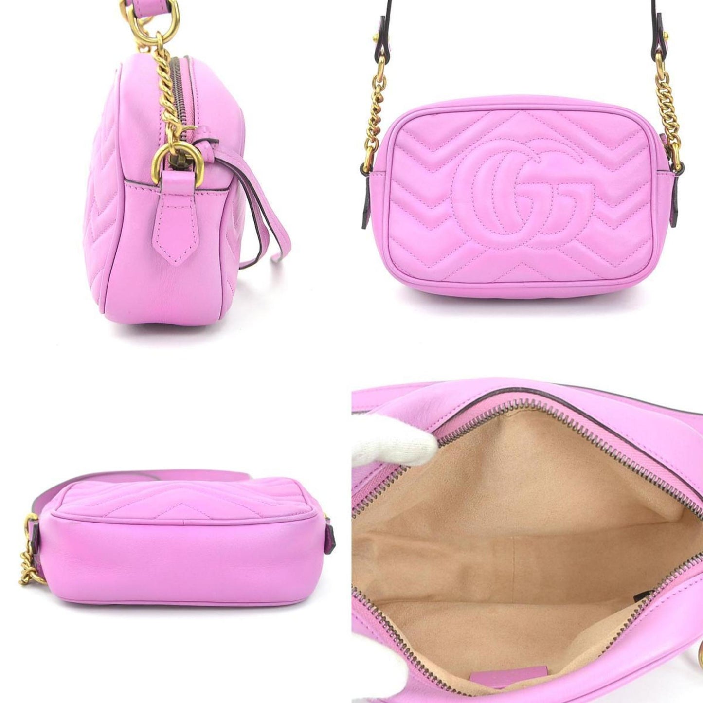 Gucci GG Marmont Mini Camera Bag in pelle viola – Size Small