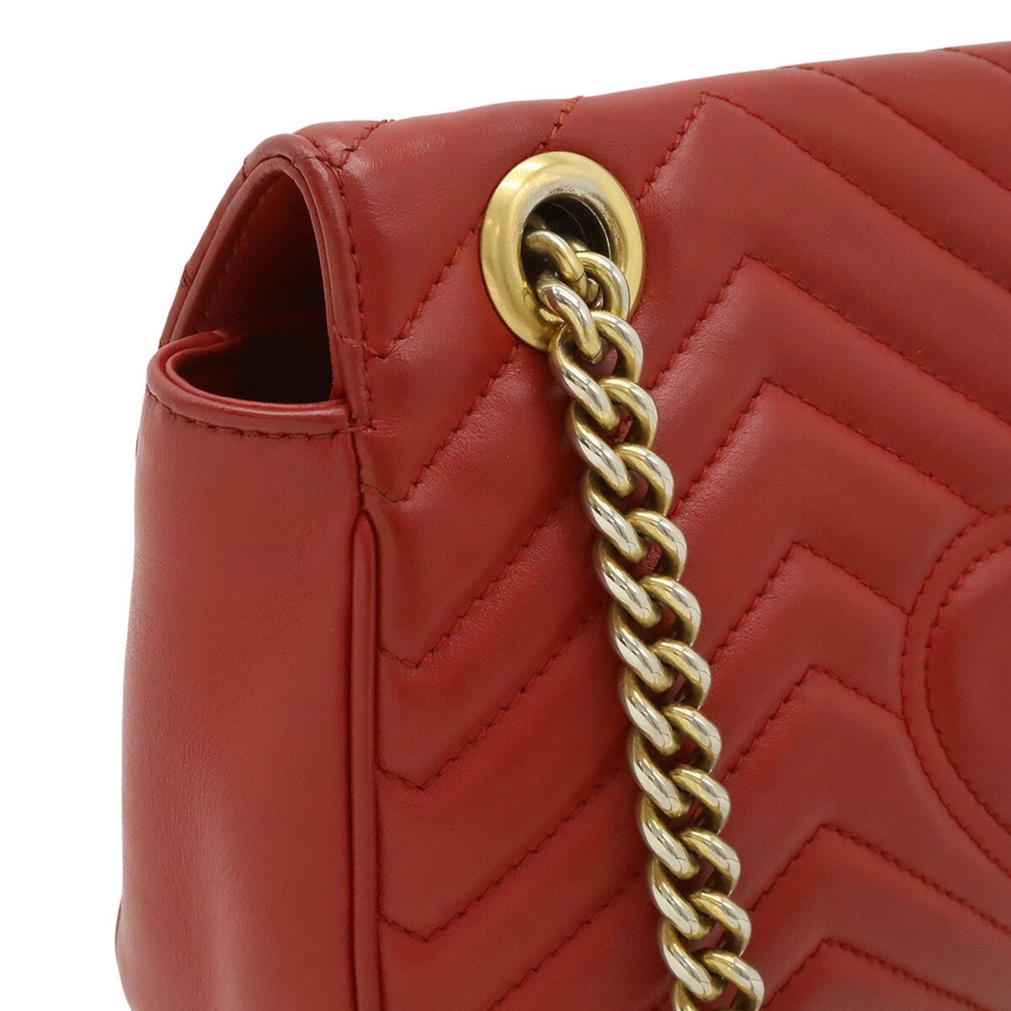 Gucci Marmont Small – Pelle Matelassé Rossa con Catena Dorata