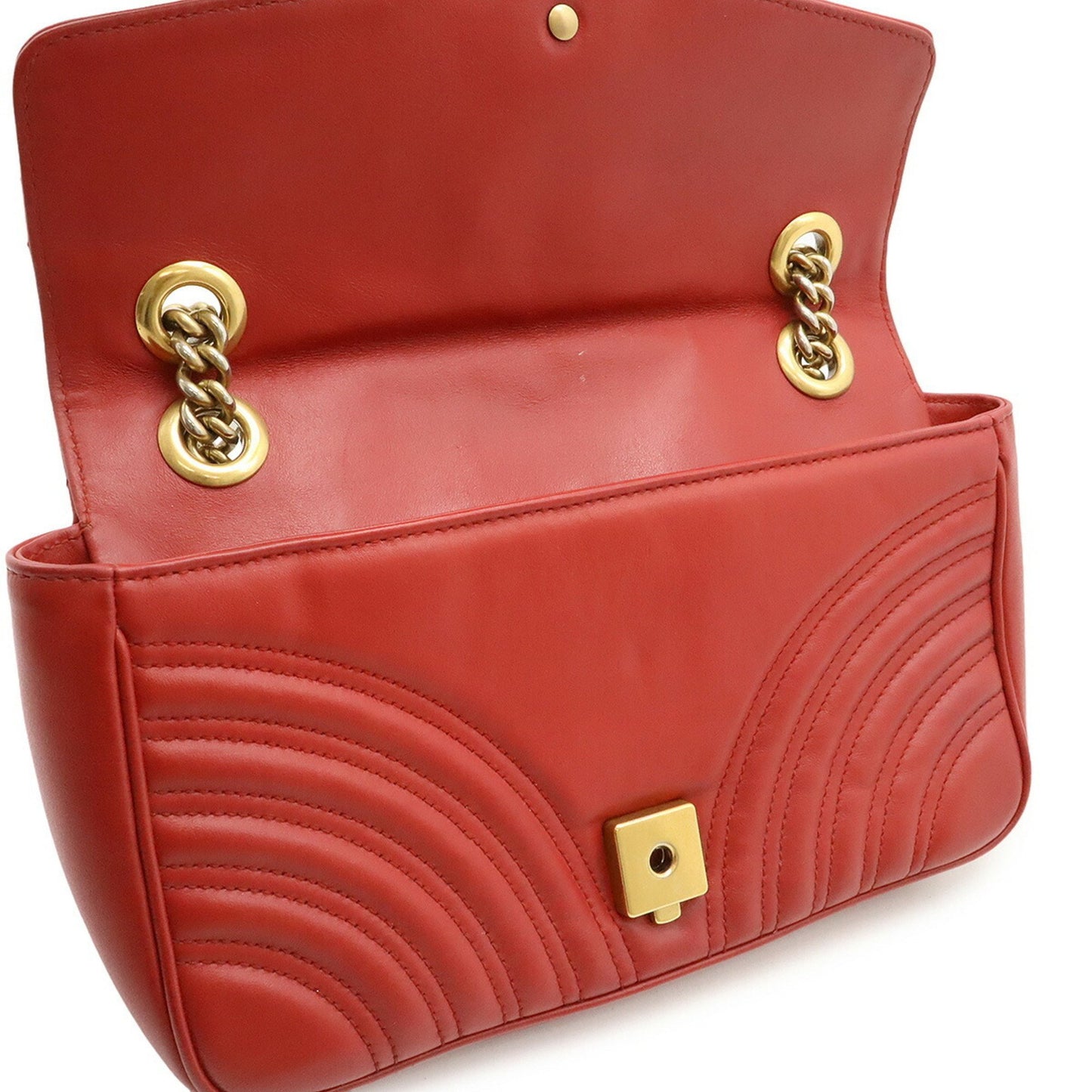 Gucci Marmont Small – Pelle Matelassé Rossa con Catena Dorata