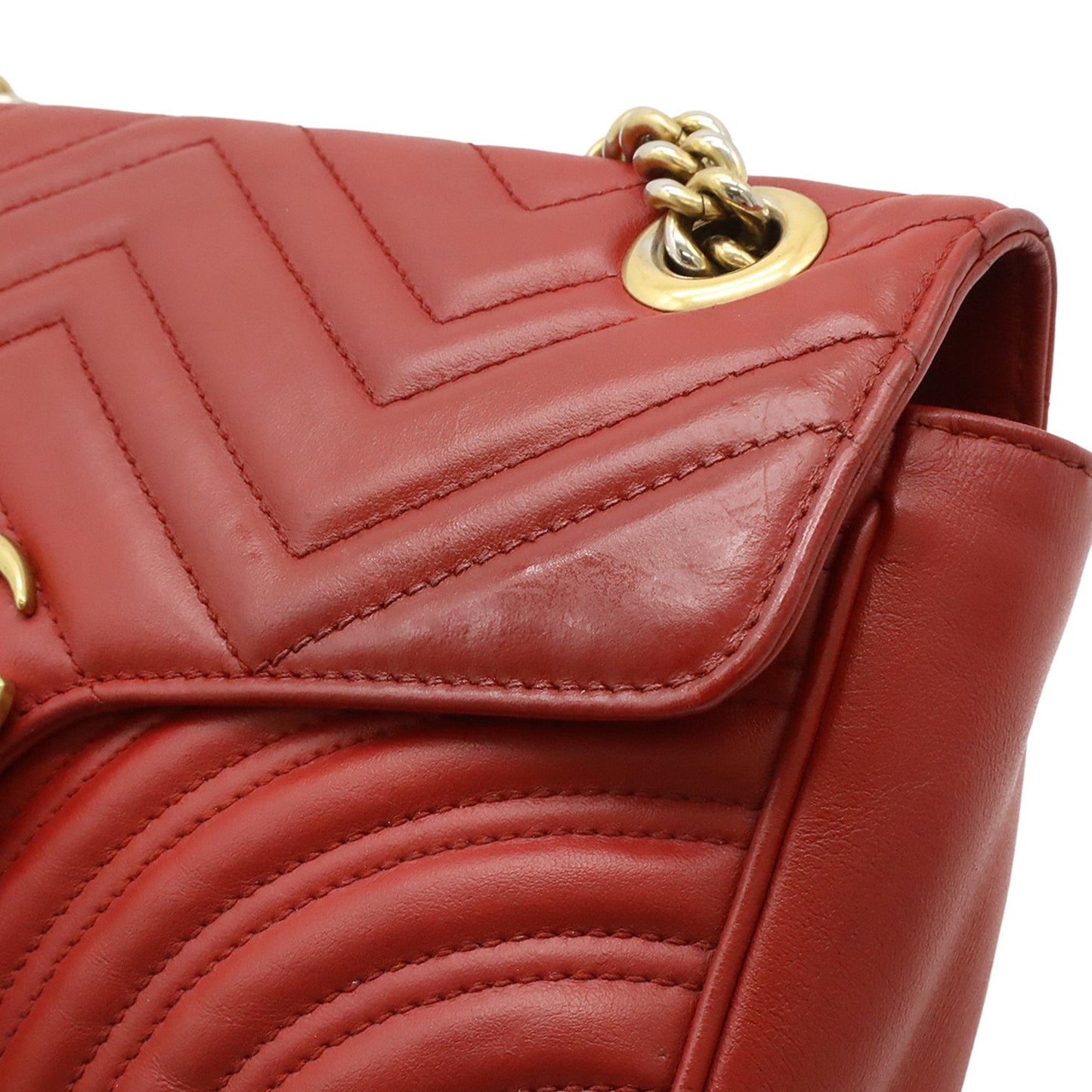 Gucci Marmont Small – Pelle Matelassé Rossa con Catena Dorata