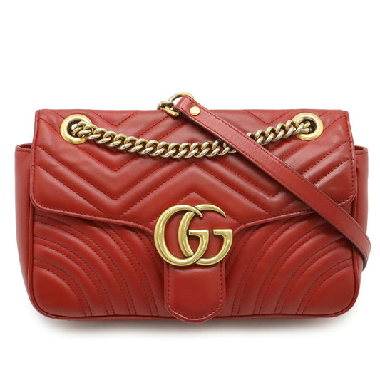 Gucci Marmont Small – Pelle Matelassé Rossa con Catena Dorata