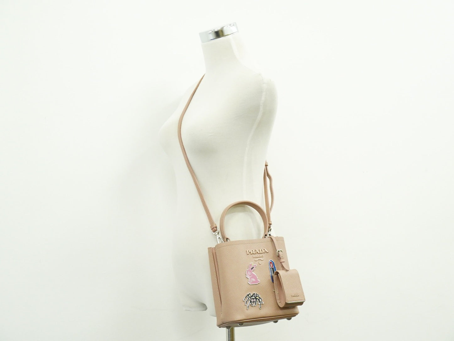 Prada Panier Bucket Bag in Saffiano Leather Beige – Limited Edition Pins
