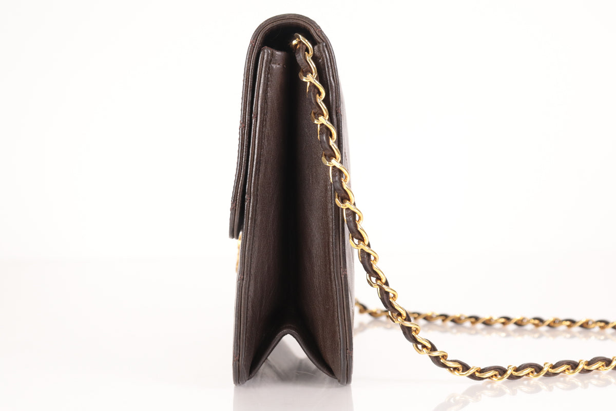 Chanel Push Lock 22 a catena Marrone