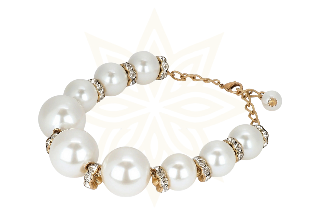 Dolce & Gabbana Collana con catena in oro e cristalli di perle finte bianche maxi