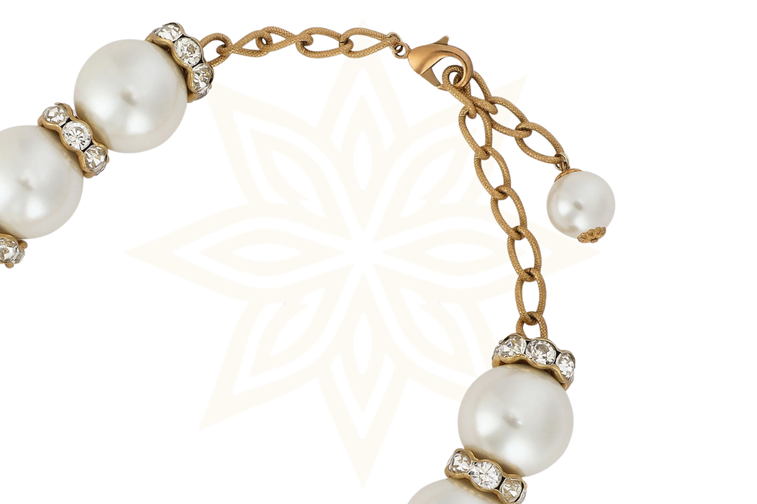 Dolce & Gabbana Collana con catena in oro e cristalli di perle finte bianche maxi