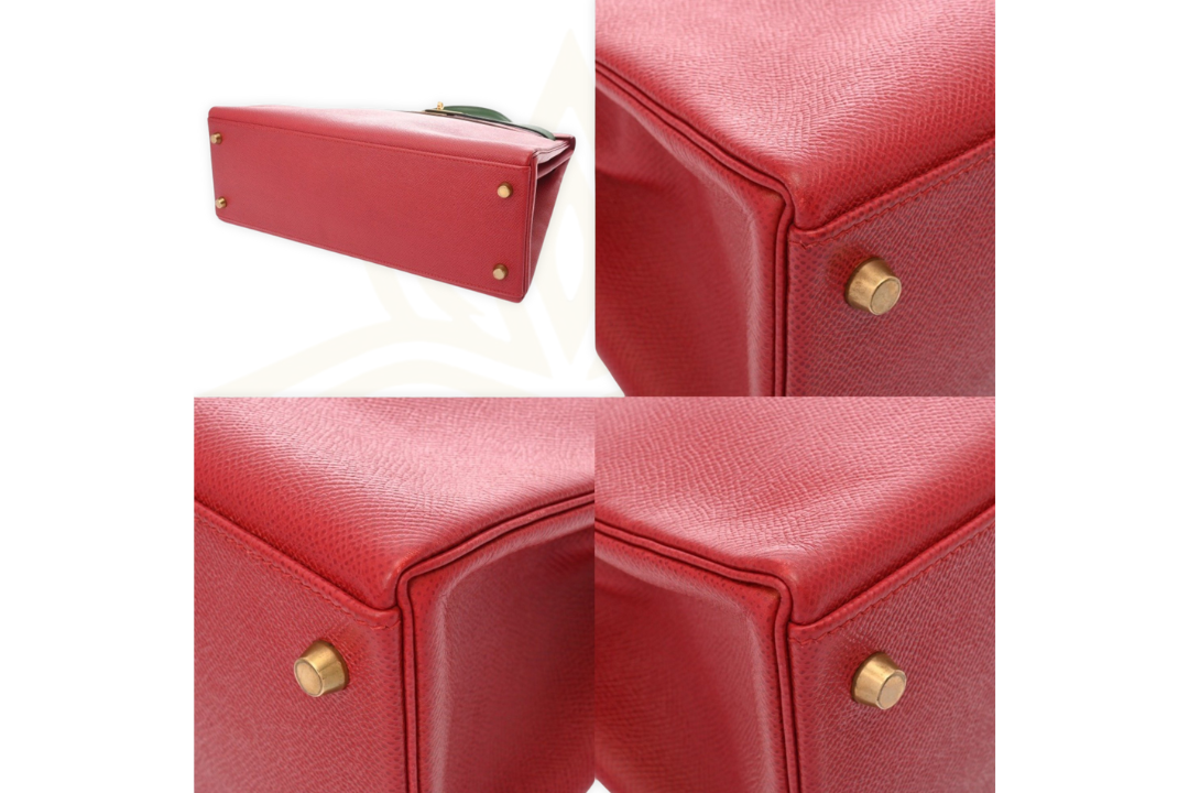 Hermès Kelly 35 Retourne – Pelle Epsom Bicolore Rouge H / Vert Veronese – Gold Hardware