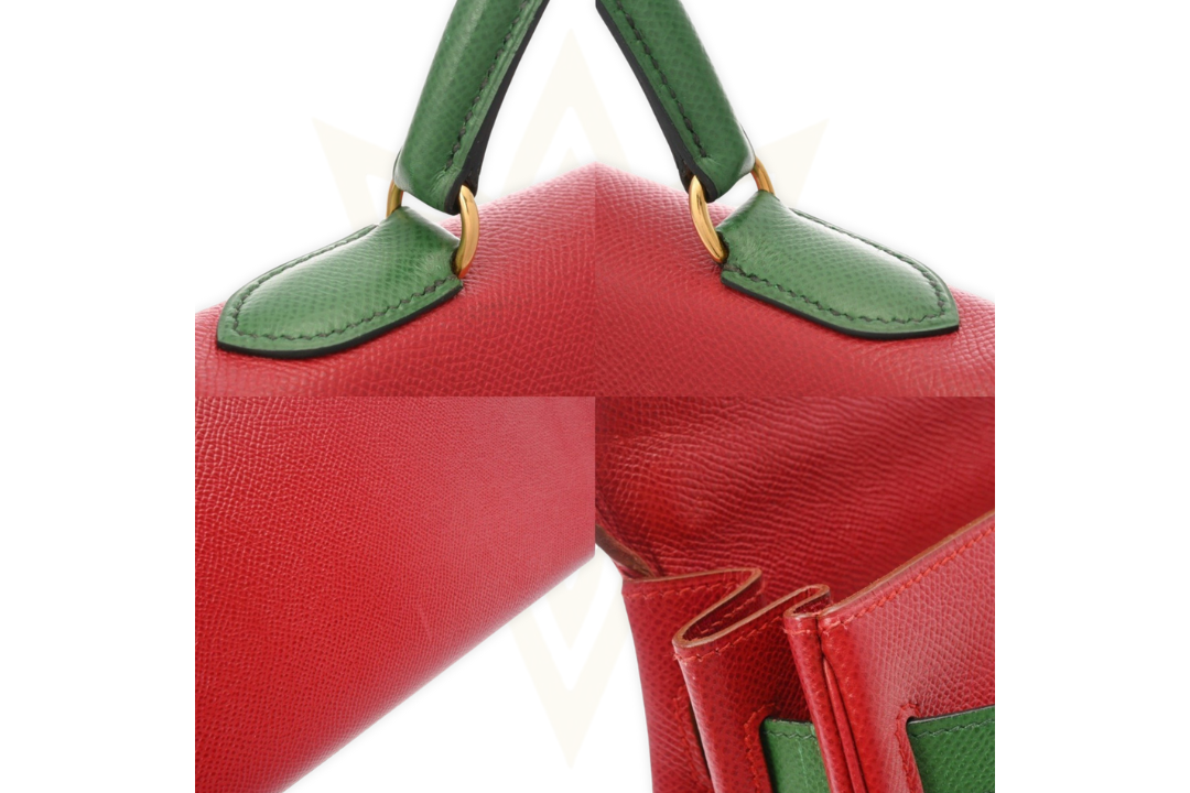 Hermès Kelly 35 Retourne – Pelle Epsom Bicolore Rouge H / Vert Veronese – Gold Hardware