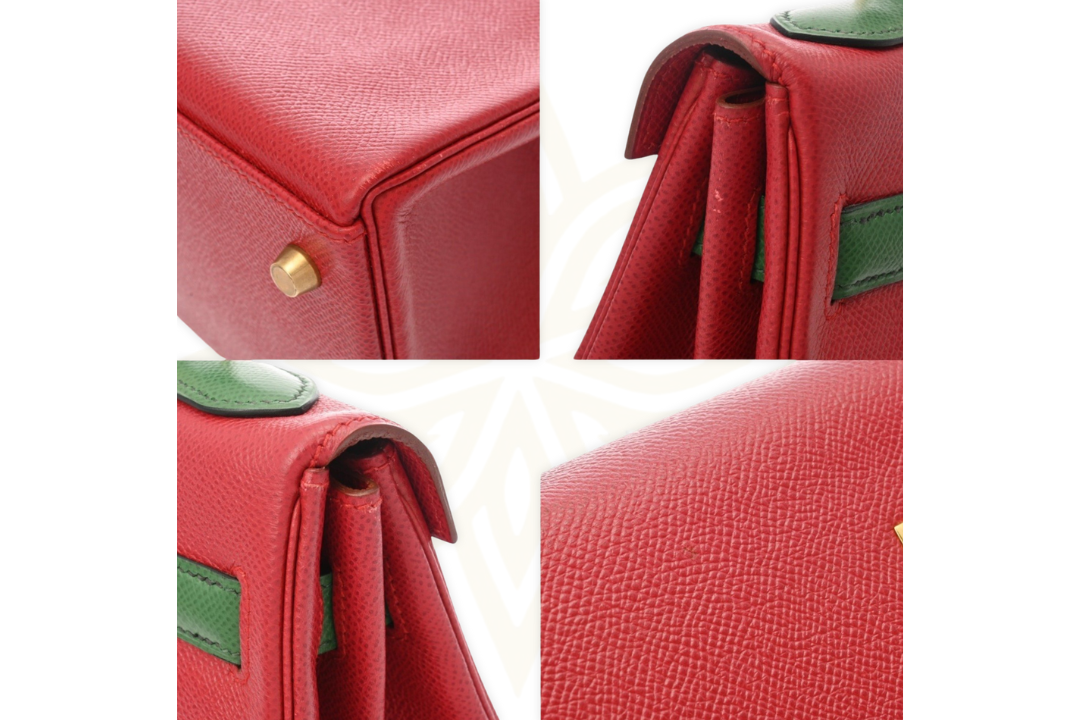 Hermès Kelly 35 Retourne – Pelle Epsom Bicolore Rouge H / Vert Veronese – Gold Hardware