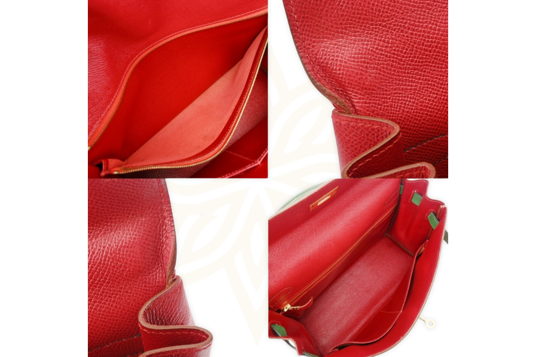 Hermès Kelly 35 Retourne – Pelle Epsom Bicolore Rouge H / Vert Veronese – Gold Hardware