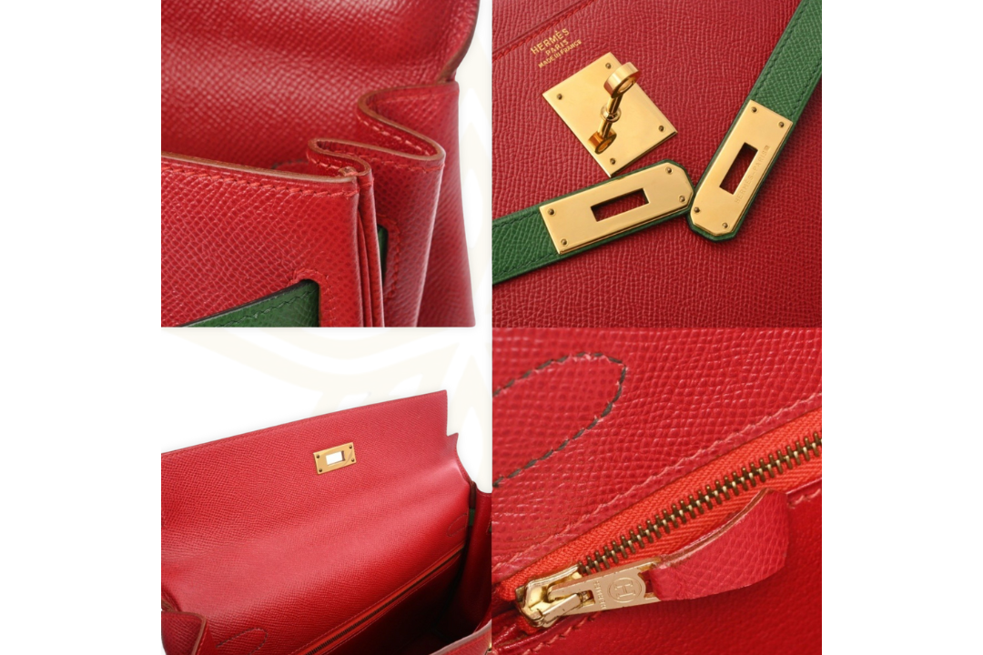 Hermès Kelly 35 Retourne – Pelle Epsom Bicolore Rouge H / Vert Veronese – Gold Hardware