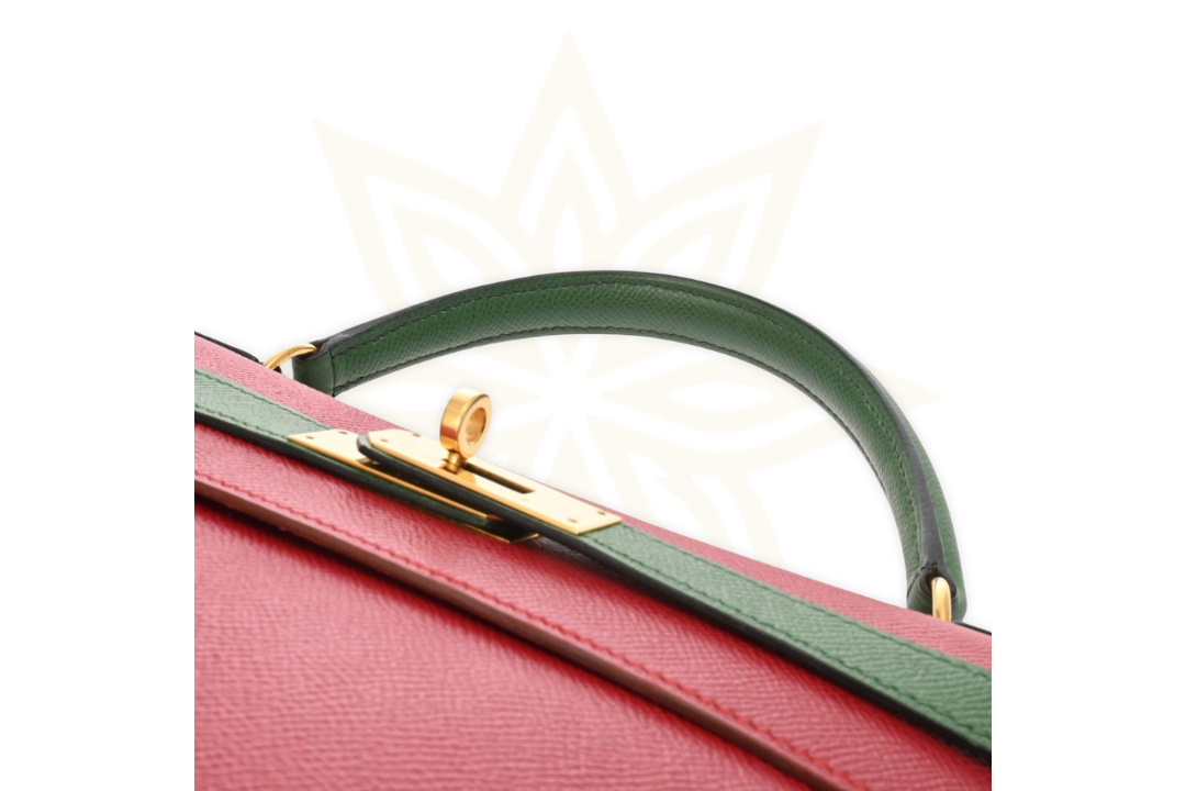 Hermès Kelly 35 Retourne – Pelle Epsom Bicolore Rouge H / Vert Veronese – Gold Hardware