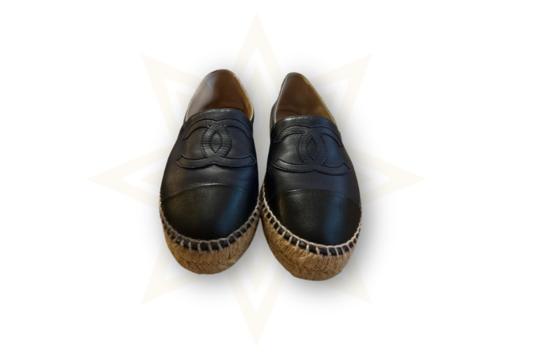 Chanel Espadrilles in pelle nera e blu navy – Mod. G29762 – Size 39,5