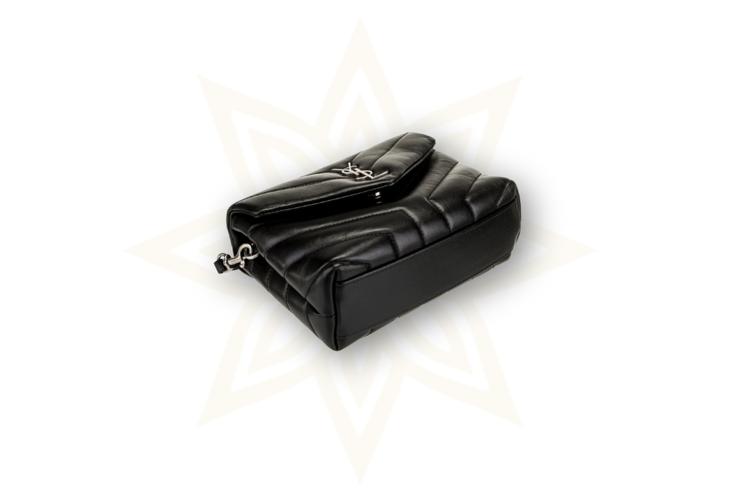 Saint Laurent Loulou Toy in pelle nera – Silver Hardware