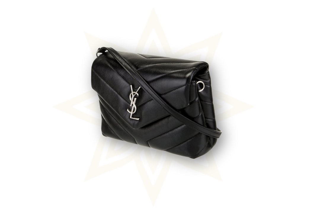 Saint Laurent Loulou Toy in pelle nera – Silver Hardware