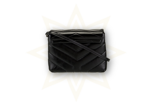 Saint Laurent Loulou Toy in pelle nera – Silver Hardware