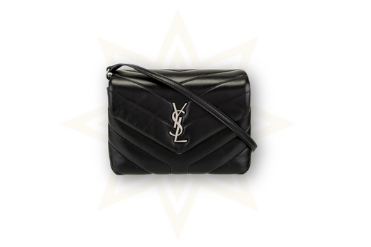 Saint Laurent Loulou Toy in pelle nera – Silver Hardware