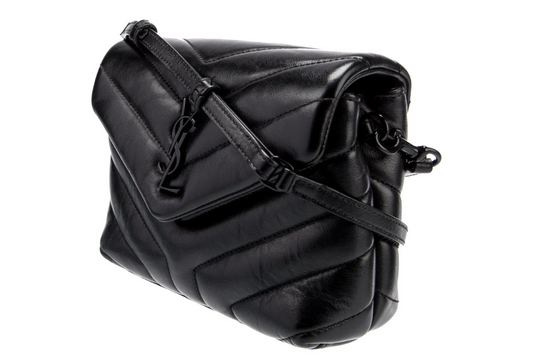 Saint Laurent LouLou Puffer Small in pelle nera matelassé – Black Hardware