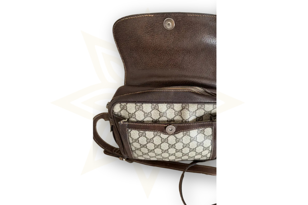 Gucci Crossbody GG Supreme Canvas e Pelle Marrone – Vintage