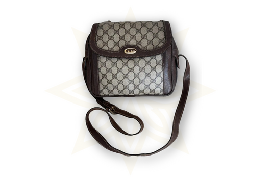 Gucci Crossbody GG Supreme Canvas e Pelle Marrone – Vintage