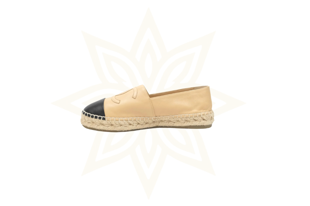Chanel Espadrilles Iconiche Bicolor Beige/Nero in Pelle