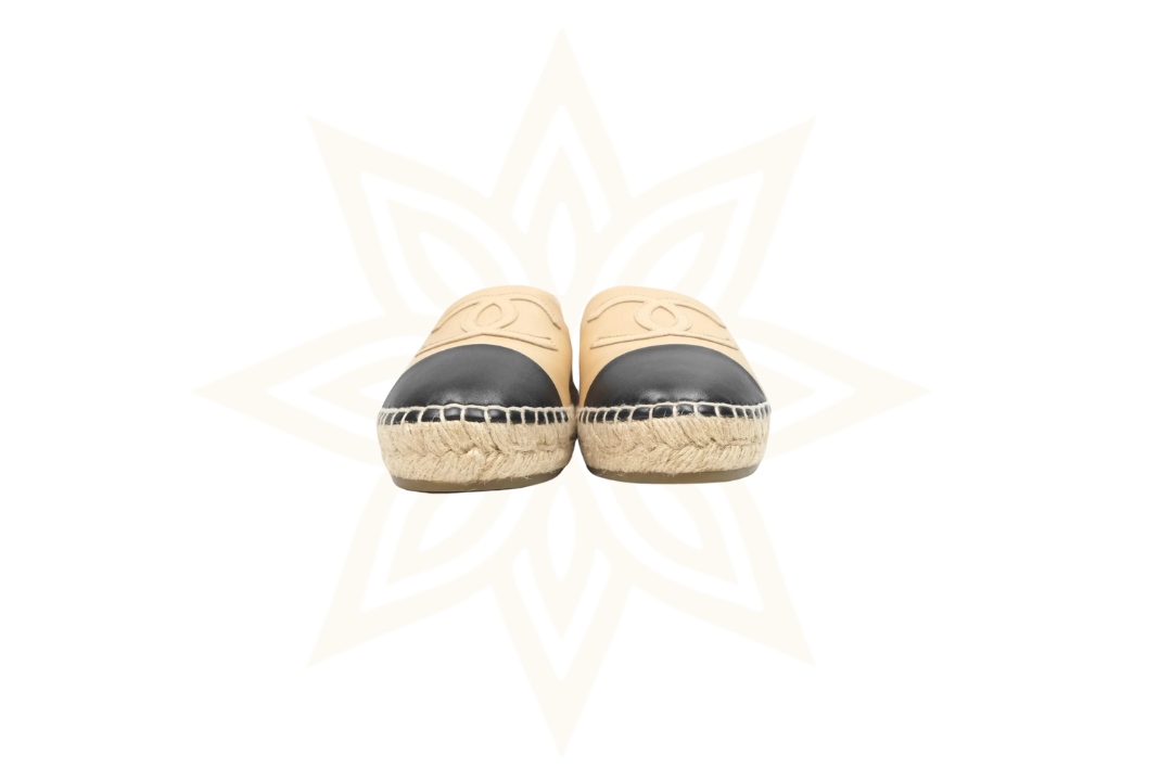 Chanel Espadrilles Iconiche Bicolor Beige/Nero in Pelle
