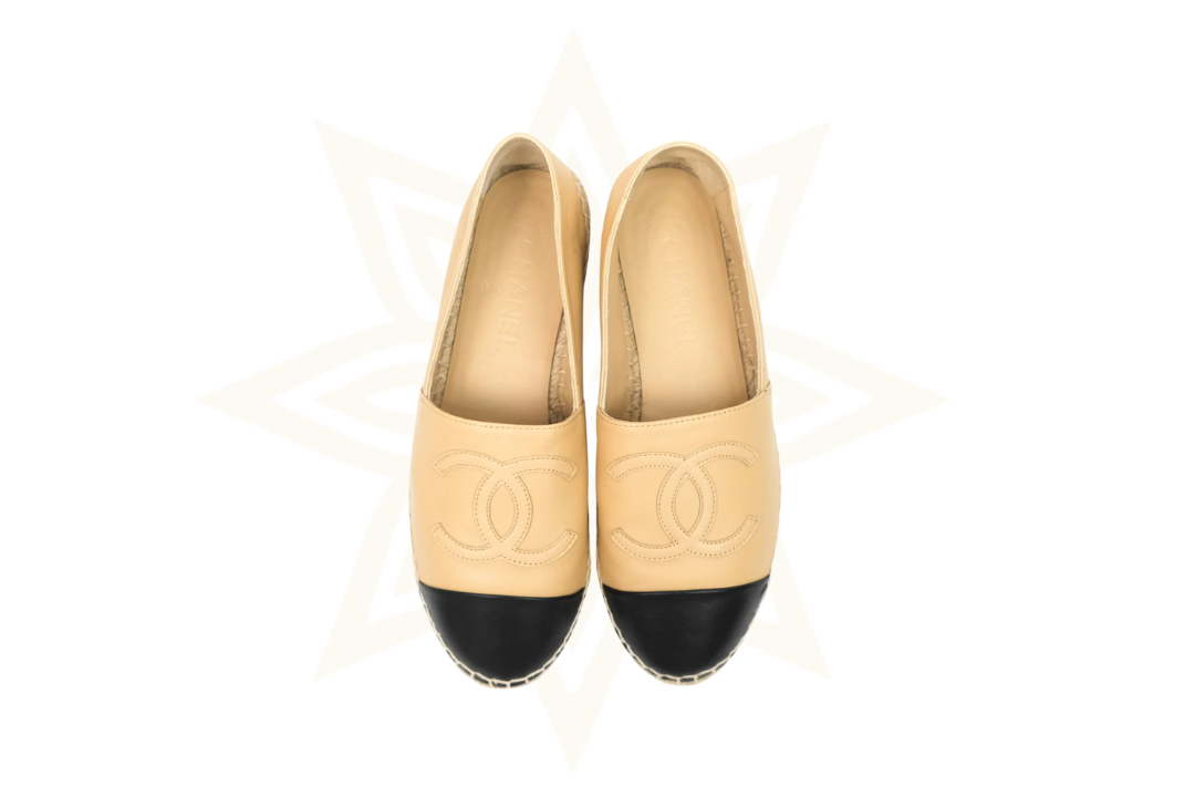 Chanel Espadrilles Iconiche Bicolor Beige/Nero in Pelle