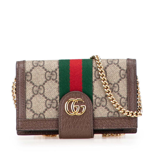Gucci Ophidia GG Supreme Wallet on Chain con Custodia iPhone – Marrone