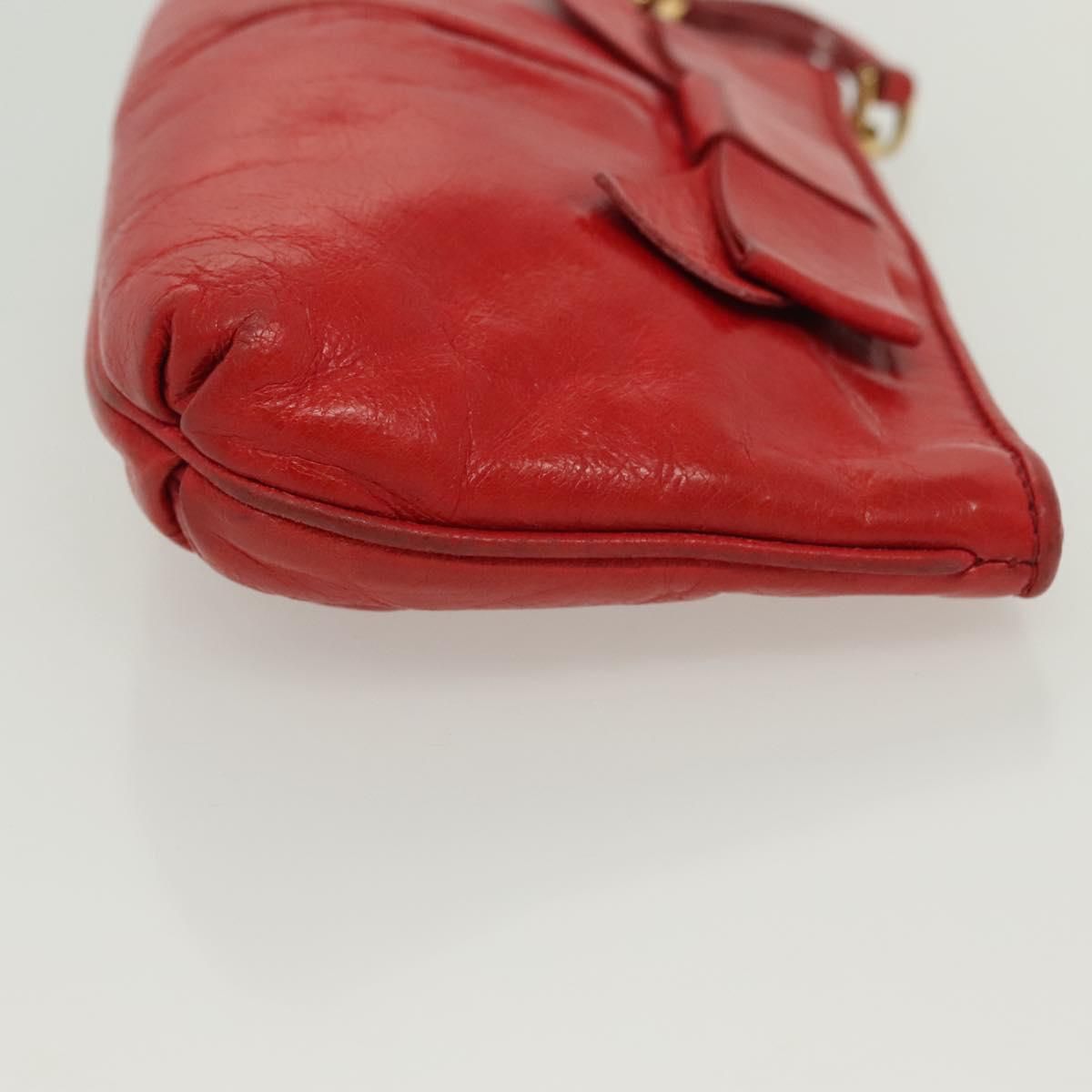 Miu Miu – Pouch in Pelle Rossa con Fiocco e Dettagli Dorati
