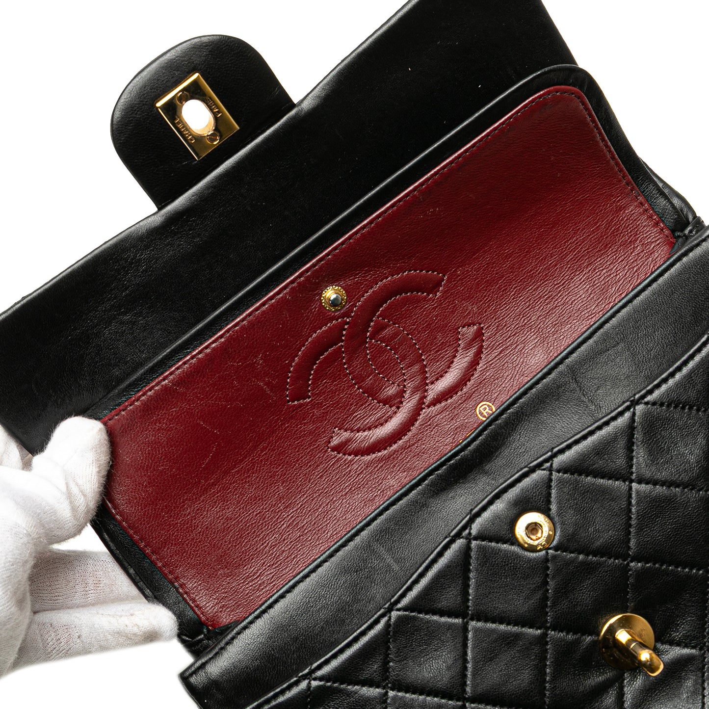 Chanel Classic Double Flap Small – Pelle di agnello nera – Serie 1 (1989–1991)